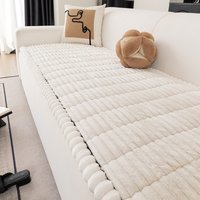 Nordic minimalist autumn and winter plush solid color striped thickened flannel non-slip non-stick sofa cushion seat