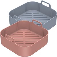 2Pcs Air Friteuse Topf Antihaft Pfannen Airfryer Zubehör Silikon Topf Backen Korb Backen Werkzeug Tablett Grill Pan Küche Zubehör