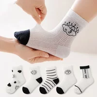 1-12Y Summer Kids Casual Mesh Socks 5Pairs/Set Cartoon Baby Mesh Socks Summer Breathable Thin Sock for Kids Boy Girl Toddler
