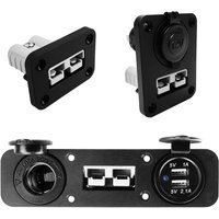 Single/Dual Socket 50A Flush Mount Bracket Panel Cover for Anderson Plug Charging Power&USB Car Caravan Solar Battery Connector