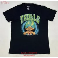 Trolls Good Luck T shirt Men Large Black vintage Washed Versatile Stretched fashion graphic Casual Soft Slightly homme vintage