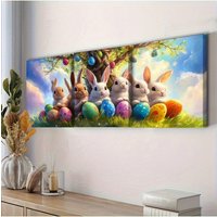 2D flat mounted canvas wall art 30x40cm (11.81x15.75in) x 3pcs, Easter Bunny (2) wall art for home, living room, coffee shop, of