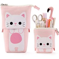 Cute Large Capacity Retractable Pencil Case Kawaii Pen Box Girls Cosmetic Storage Bag Stationery School Office Supplies