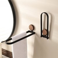 1pcs Walnut Wood Bathroom Towel Rack, Bathroom Washbasin Stand, Wall-mounted Foldable Bath Towel Hanging Rod Without Drilling