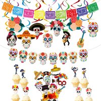 Bannière de crâne sur le thème du jour des morts du mexique, arrière-plan de photographie multicolore avec accessoires de stand Photo, décorations de fête