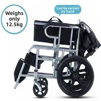 Folding Manual Wheelchair Lightweight Travel Mobility Chair Small Wheels Reinforced Frame 100KG Load Capacity Portable Push