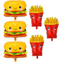 4/5/6pcs Fast Food Theme Party Balloon Set Hamburger Fries Snacks Shaped Balloon Birthday Party Decorations Festival Supplies