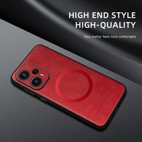 For POCO F5 F5 Pro PU Leather Magnetic Ring Soft Edge Anti-Drop Anti-Fingerprint Phone Case
