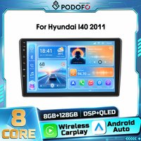 Podofo AI Voice 2din Android Car Radio for Hyundai I40 2011 Autoradio Receiver FM RDS Bluetooth WIFI DSP Wireless Carplay Android Auto GPS Navigation