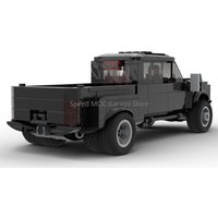 MOC Black Heavy-Duty Off-Road Pickup Truck Building Blocks - Modern 4x4 Crew Cab Model Kit, Racing Legends Series