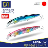 D1 2PCS Assassin Slider Minnow Fishing Lure 145mm 27g FLASH Tungsten Weight Slider System Floating Baits