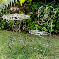 Vintage French Garden Folding Chairs Outdoor Patio Tea Tables Rustic Iron Seating for Courtyard Space Saving Small Table Chair