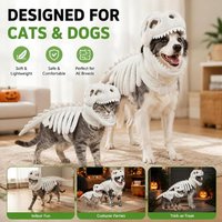 Weiches, warmes Haustier-Outfit, Dinosaurier-Skelett-Kostüm für Hunde, Halloween-Dinosaurier-Outfit für Haustiere, lustiger Trick-or-Treat für Katzen
