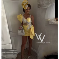 Stunning Yellow Cocktail Dress for Women Mini Cocktail Dress Strapless Straight Charming Party Dress Customized