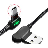 Double Elbow Mobile Game with Light Data Cable Nylon Braided for Apple Android Type-c Mobile Phone Fast Charging Cable
