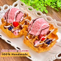 Ice Cream Waffle Food-grade Silicone Taba Squishy,Office Stress Relief Creamy Soft Handmade Squeeze Toy,Christmas Halloween Gift