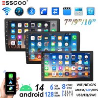 ESSGOO 7"/9"/10“ 2 DIN Android 14 8-Core 6+128G Autoradio Wireless Apple Carplay Android Auto GPS Navigation Bluetooth AM FM RDS WIFI QLED Touchscreen 4G LTE USB Mirror Link Equalizer