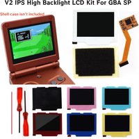 V2 IPS Backlight LCD Display 10 Levels of Brightness 3.2 Inches LCD Screen Kit+Pre-cut Shell For Game Boy Advance SP Console