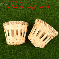 Hot 2Pcs Lamp Shade Light Cover Shades Chandelier Drum Woven Cage Bulbceiling Rattan Pendanttable Wicker Lamps Cottage Country