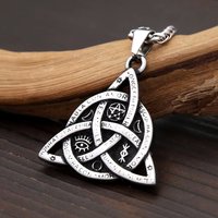Retro Odin Celtic Trinity Knot Nordic Rune Necklace Mens Womens Stainless Steel Gothic Witch Accessory Fashion Jewelry For Gift