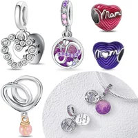 925 Sterling Silver Red Heart Charms Beads Fit Original Bracelets Bag Keychain Charms Beads Pendant Diy Women Jewelry Gift