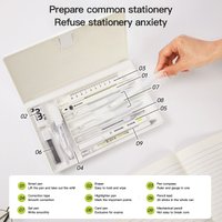 Large Capacity Pencil Case 11 Slots Pen Box Student Stationery Organizer School Supplies with Gel Pen Mechanical Pencil Eraser