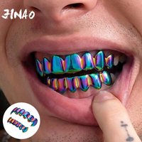 JINAO Hip Hop 6-8 Teeth Smooth surface Quenched rainbow color Grillz set Men Women Top&Bottom shinny Grill Punk Rapper Christmas