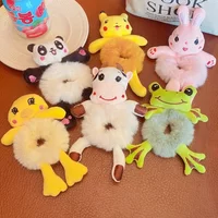 1pc Hair Circle Girl Frog Plush Green Hair Circle Bun Cute Funny Hair Band Elastic Scrunchies For Women Ponytail Hairstyle