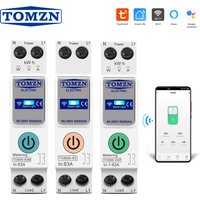 TUYA smartlife 63A TOMZN 1P+N WIFI Smart Switch Energy Meter Kwh Metering Monitoring Circuit Breaker Timer Relay MCB