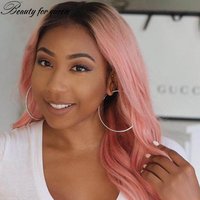 Brazilian Colored Human Hair Wig High Quality Ombre 1B Pink Long Straight Transparent Lace Frontal Wigs For Women Pre Plucked