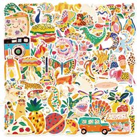 50PCS Cartoon Colorful Illustration Graffiti Sticker Waterproof DIY Decor for Guitar Notebook Luggage BulingBulingStickers Store