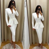 Formal Women Skirts Suits Slim Fit 2 Pieces Perals Beads Ladies Wear Blazer Prom Birthday Party Customized Dress Jacket