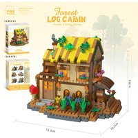 Forest wooden building ornaments, particle handmade house diy mini house for children's educational toys