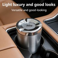 Jeep Car Ashtray Premium Stainless Steel with Lid for Renegade Wrangler JK JL Grand Cherokee Compass Auto Interior Accessories