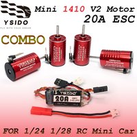 YSIDO Brushless Combo Mini 1410 V2 Brushless Motor 20A ESC with Programming Card for 1/24 1/28 RC Car Kyosho Mr03 Pro Atomic DRZ