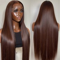 HD Chocolate Brown 13x4 Straight Lace Front Wig Brazilian 13x6 Full Lace Frontal Wigs For Women Remy Human Hair Wig Pre Plucked image 3