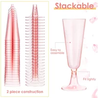 25pcs 150ml Safe Packing Plastic Champagne Flutes Disposable Sparkling Champagne Bar Cups Clear Toasting Glasses For Party