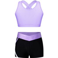 AliExpress Vastwit Kids Girls Summer Sports Set Sleeveless Cross Rear Crop Top with Low Rise Shorts for Gymnastics Yoga Fitness Workout Cycling