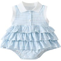 Summer newborn Baby girls clothes rompers sets Check Princess Skirt infant Baby clothing Thin jumpsuit Crawler Dress romper sets