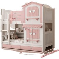 All solid wood wardrobe, bunk bed, children's slide, high and low two floors
