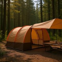 Tunnel Camping Tent Yellow Tunnel Tent Outdoor Shelter Waterproof Portable