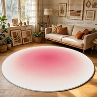 Rosa nordischer Minimalismus-Teppich mit Farbverlauf, rund, für Wohnzimmer, modern, abstrakt, großer Teppich, weich, flauschig, waschbar, Schlafzimmer-Dekoration, Bodenmatte