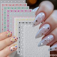 Y2K Metallic Chrome 3D Star Nail Stickers Mixed Color Mini Pentagram Shape Self-Adhesive Nail Decals Perfect for Nail art DIY