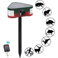 Outdoor 360° all-round Remote Control Solar Ultrasonic Animal Repellent Siren Repeller Rechargeable Cat Pest Fox Bird Sensor