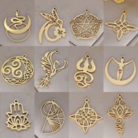 3pcs Golden Filigree Phoenix Bird/Hummingbird/Snake/Witch Knot Charms DIY Earrings Stainless Steel Jewelry Making Amulet Pendant
