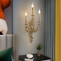 Luxury French Retro Brass Living Room Bedroom Classical Restaurant Cafe Exhibition Hall Candle Wall Lamp