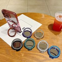 Ring Grip Magnetic Phone Holder Rotating Round Mirror Glitter Bling Holder for iPhone 17 16 15 Redmi Samsung Mobile Phone Holder