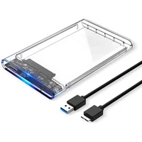 USB 3.0 External Hard Drive Enclosure 2.5 inch SATA to USB3.0 UASP Clear Portable Hard Drive Case 2T HDD Tool-Free Transparent