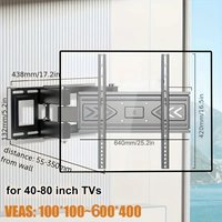 BEISHI Full Motion TV Wall Mount for 40-80 Inch TVs, Hold up to 121lbs, Max VESA 600x400mm, Swivel Tilt Dual Arm Easy Assembly