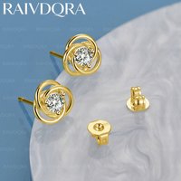 18K Gold Plated Earrings Zircon Round Stud Earrings For Women Anniversary Gift Popular Wild Fashion Romantic Jewelry